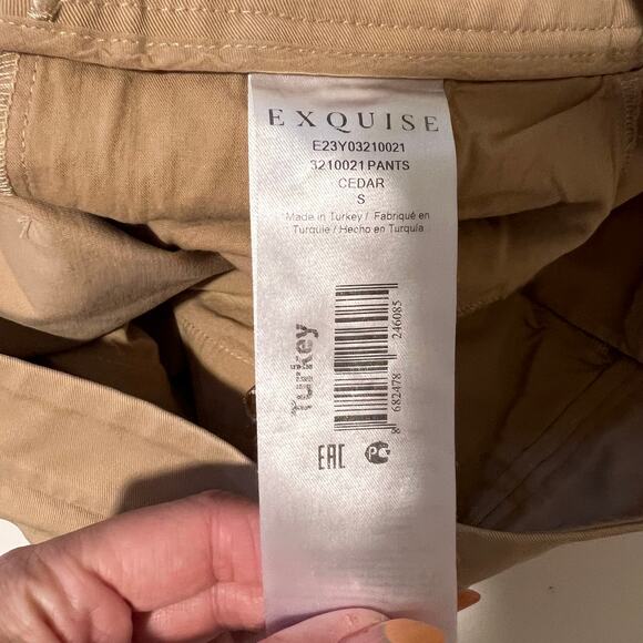 Anthropologie Exquise High Rise Pleated Chino Tan Cedar Pants Crop Small - Picture 11 of 13